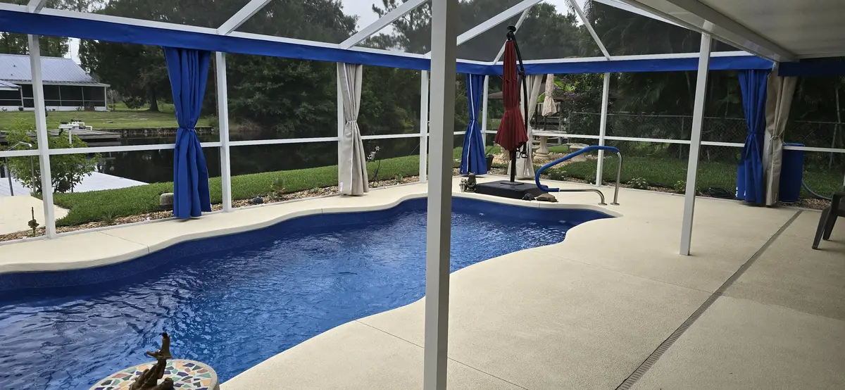 Beige outdoor roller shades